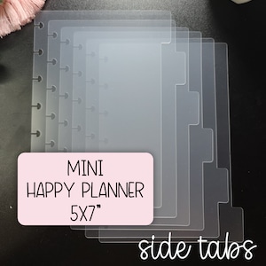 SIDE Tabs, MINI HP Frosted Dividers, Set of 6, Frosted Plastic, Divider Inserts, Happy Planner, Storage, Organization, Planning