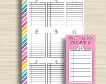 Full Box, Classic HP Vertical Planner Stickers, Checklist, Functional Planning, Reminders, Happy Planner, Matte, F-010