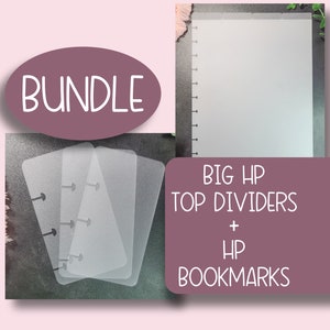 Bundle Big HP Top Tabs and Bookmarks, Frosted Plastic Dividers, Set of 4, Disc Divider Inserts, Happy Planner, Organization, Planning