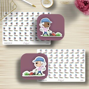Cortando Doodle Girl, Pegatinas del Planificador, Césped, Jardín, Plantación, Pegatinas EC, Erin Condren Life, Planificador Feliz, Icono Funcional, G-021