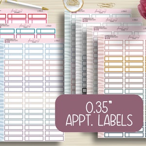 0,35" Appt. Etiketten, Planner Stickers, Uurplanning, Plum Paper, EC, Erin Condren Life Planner, Happy Planner, Functioneel, Mat, L-007