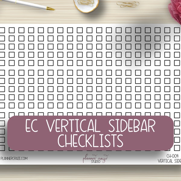 EC Vertical Sidebar Checklists, Weekly Planner Stickers, Events, To Do List, Planning, Erin Condren, ECLP, CH-004