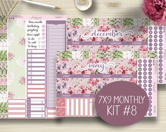 EC 7x9 Monthly Planner Stickers, Planning, Tracking, Bill Due, Reminder, EC, Erin Condren Life Planner, Happy Planner, Functional, MK-008