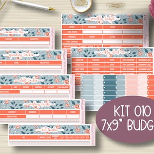 7x9 Budget Kit Planner Stickers, Budget Tracker, Debt, EC, Erin Condren Life Planner, Sticker Sheet, Happy Planner, Funcional, KIT-010