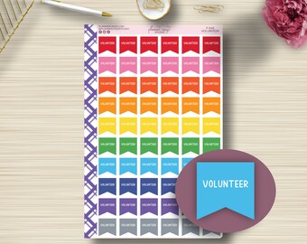 Volunteer Flag, Planner Stickers, Event. Volunteering, Functional, Erin Condren, EC Sticker, Happy Planner, Plum Paper, Sticker Sheet, F-045