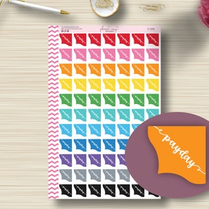 Payday Corner Planner Sticker, Geld, Zahltag, Planen, ECLP, EC, vertikal, Stündlich, Happy Planner, Sticker Sheet, Funktional, Matt, C-015