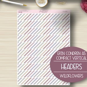 Headers Stickers, Compact Vertical, EC A5, Weekly Planner Stickers, Planning, Erin Condren, ECLP, Wildflowers, CV-020