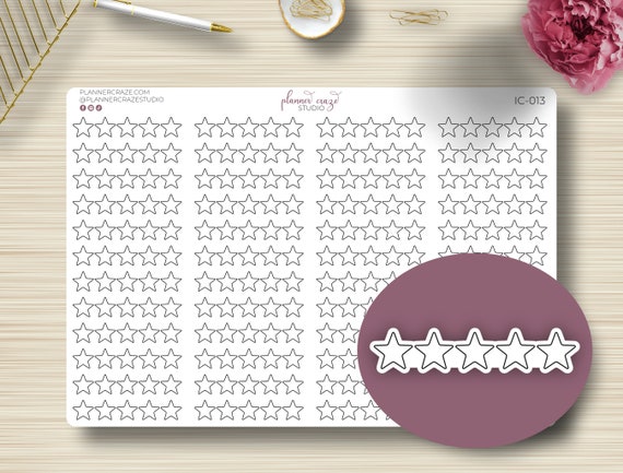 5 Star Review Icon Planner Stickers, Recipe Review, Book, Erin Condren Life Planner, Vertical, Hourly, Happy, Sticker Sheet, Matte, IC-013