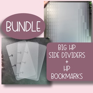 Bundle Big HP Side Tabs and Bookmarks, Frosted Plastic Dividers, Divider Inserts, Happy Planner, Organization, Planning