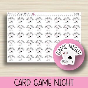 Noite de jogo de cartas, adesivos Icon Planner, família, entretenimento, planejador de vida Erin Condren, vertical, por hora, feliz, Laure Denise, IS-001