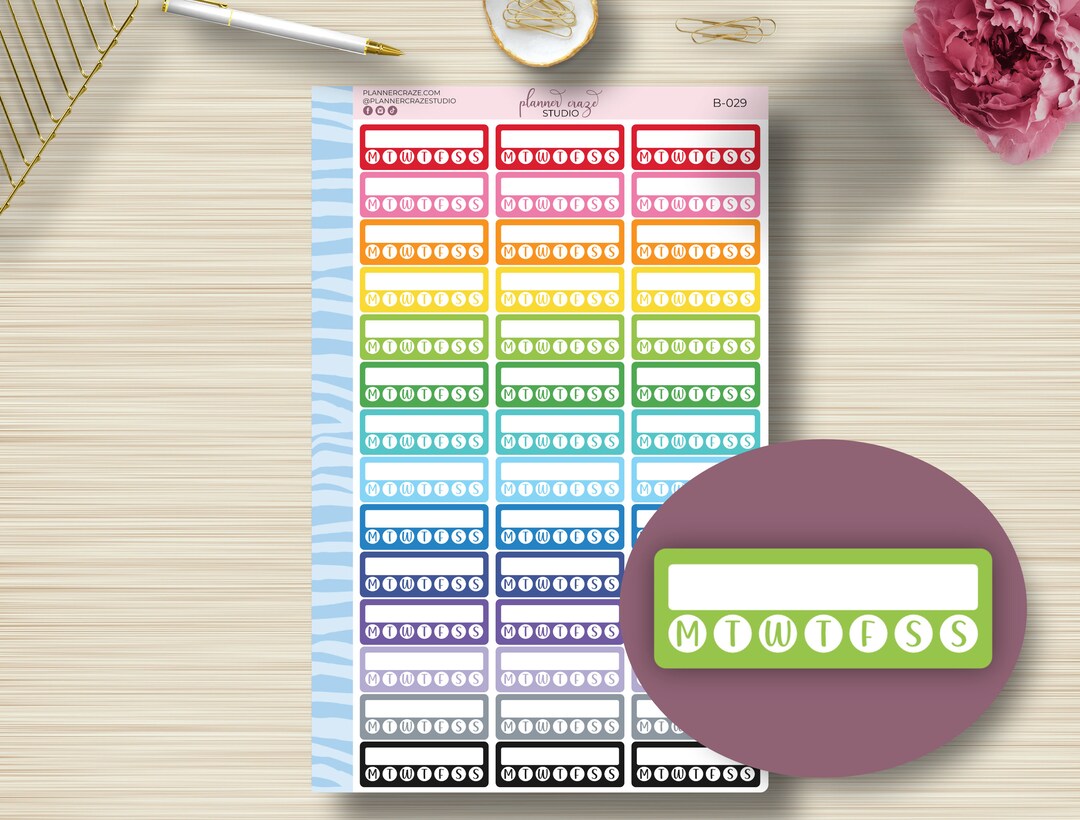 Weekly Habit Planner Stickers, Quarter Box, Side Bar, Erin Condren Life ...