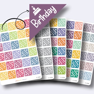 Birthday Corner Planner Stickers, Reminder, Erin Condren Life Planner, EC, Happy Planner, Sticker Sheet, Matte