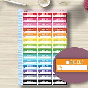 Water Bill Due Planner Stickers, Budget, Bill Tracker, Bills, Debt, Quarter Box Planning, Erin Condren Life, EC, Happy Planner, Plum Paper