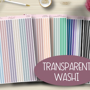 Adesivi Transparent Thin Washi Strip Planner, Flora, Erin Condren, EC, Hour, Happy Planner, Sticker Sheet, Plum Paper, F-057-CLR