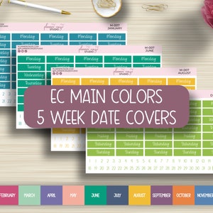 Date Covers, Weekly Planner Stickers, Weekly Planning, EC, Erin Condren Life Planner, Happy Planner, Functional, M-007