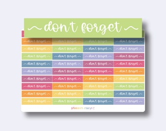 Don't Forget Planner Stickers, Quarter Box, Header, Erin Condren Life, EC Stickers, Functional,  Happy Planner, Functional, Matte, Glossy