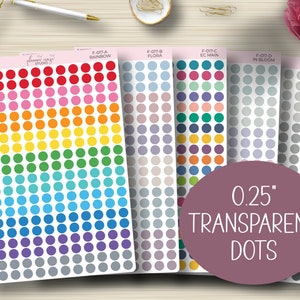 Transparent 0.25&quot; Dots, Clear Planner Stickers, Planning, Monthly, Weekly, EC, Erin Condren Life Planner, Happy Planner, Functional, F-017
