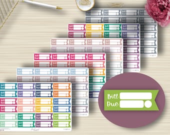 Bill Due Planner Stickers, Budget, Bill Tracker, Quarter Box, Flag, Banner, Erin Condren Life Planner, Happy Planner, Plum Paper, F-067