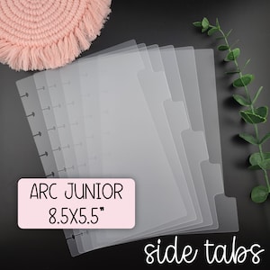 SIDE Tabs, Arc Junior Planner Frosted Dividers, Half Letter,  Set of 6, Frosted Plastic, Divider Inserts, Storage, Organization, Planning