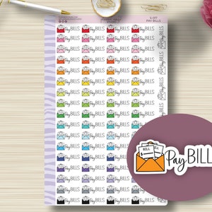 Pay Bills Script Planner Sticker, Bill Tracker, Planen, EC Sticker, ECLP, Erin Condren Life Planner, Happy Planner, Word Outlines, Matte