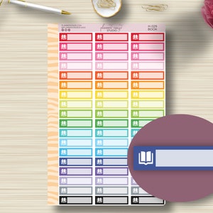Open Book Planner Stickers, Reading, To Read, Currently Reading, ECLP, EC Vertical, Hourly, Happy Planner, Sticker Sheet, Plum Paper