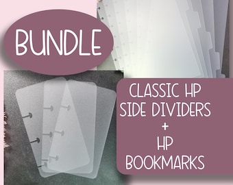 Bundle Classic HP Side Tabs and Bookmarks, Frosted Plastic Dividers, Set of 6, Inserts, Happy Planner, Storage, Organization, Planning