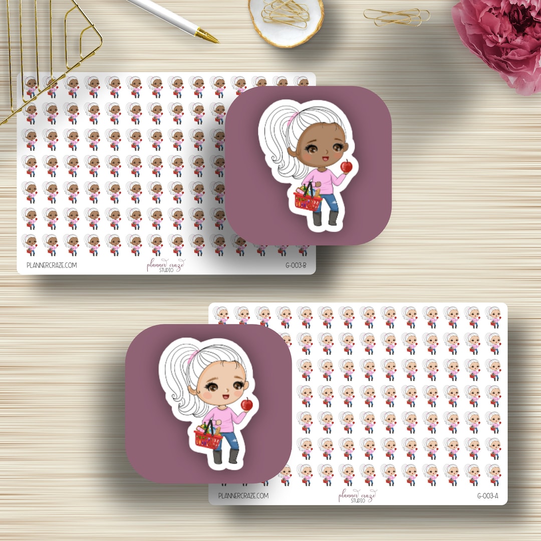 Shopping Doodle Girl, Planner Stickers, EC Stickers, Erin Condren Life ...