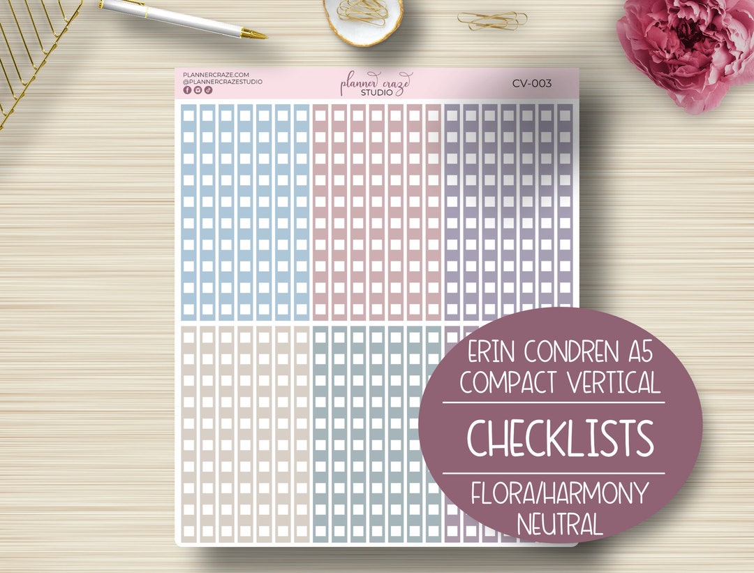 Checklist Stickers, Compact Vertical, EC A5, Weekly Planner Stickers ...