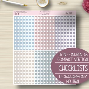 Checklist Stickers, Compact Vertical, EC A5, Weekly Planner Stickers, Planning, Erin Condren, ECLP, Harmony Neutral/Flora, CV-003