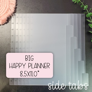 SIDE Tabs, BIG HP Frosted Dividers, Set of 6, Frosted Plastic, Divider Inserts, Happy Planner, Storage, Organization, Planning