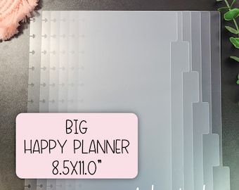 SIDE Tabs, BIG HP Frosted Dividers, Set of 6, Frosted Plastic, Divider Inserts, Happy Planner, Storage, Organization, Planning