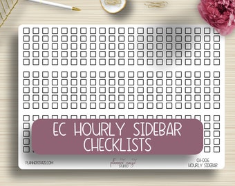 EC Hourly Sidebar Checklists, Weekly Planner Stickers, Events, To Do List, Planning, Erin Condren, ECLP, CH-006