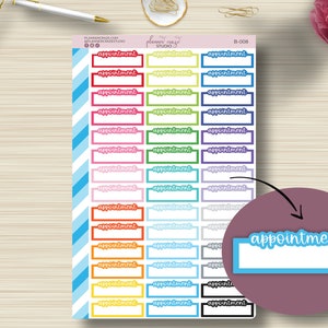 Appointment Label, Quarter Box, Events, Planner Stickers, Planning, EC, ECLP, Erin Condren Life Planner, Happy Planner, Functional, Matte
