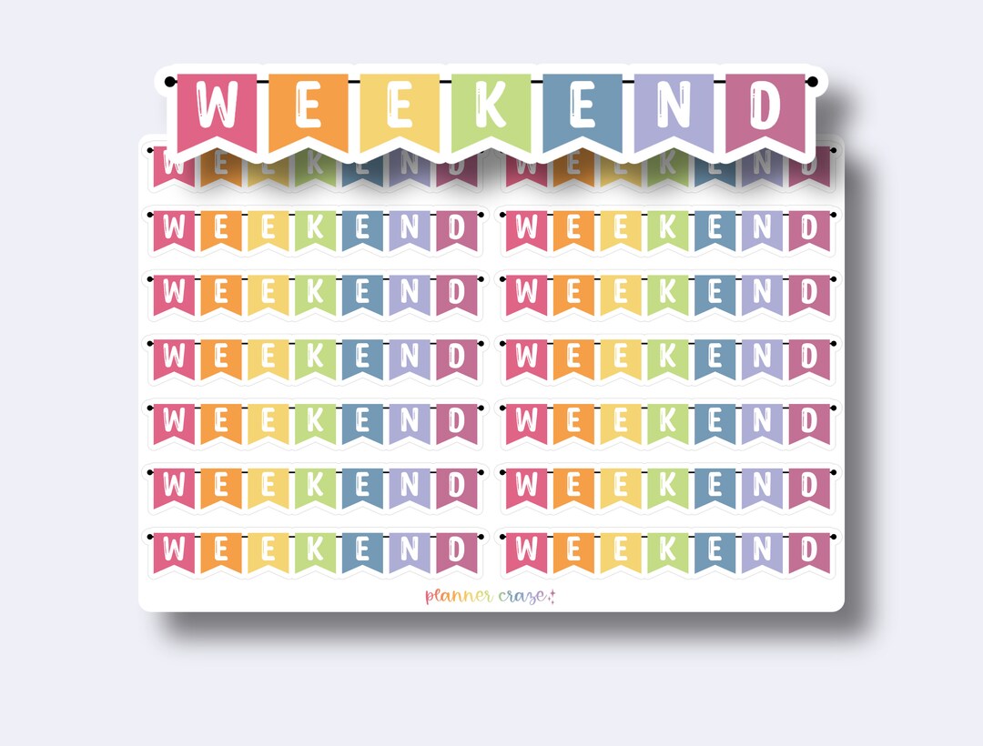 Weekend Banner Planner Stickers, Flag, Banner, Erin Condren Life ...