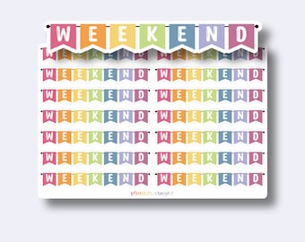 Weekend Banner Planner Stickers, Flag, Banner, Erin Condren Life Planner, Happy Planner, Rainbow, Matte, Glossy