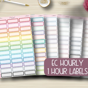 Eén uur EC per uur, Planner Stickers, Uurplanning, Plum Paper, EC, Erin Condren Life Planner, Happy Planner, Functioneel, Mat, L-002