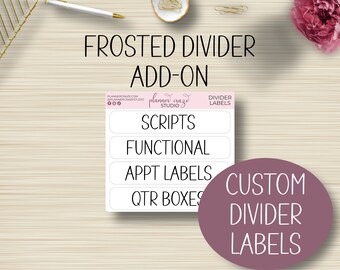 Extra Divider Labels, Stickers for Frosted Dividers, Frosted Plastic, Happy Planner, Organizing, Storage, Organization, Planning