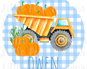 Pumpkins, Tractor Pumpkins, Fall Boys Designs,Watercolor Clipart ,Fall, PNG,Sublimation Digital Download, Printable Artwork Design