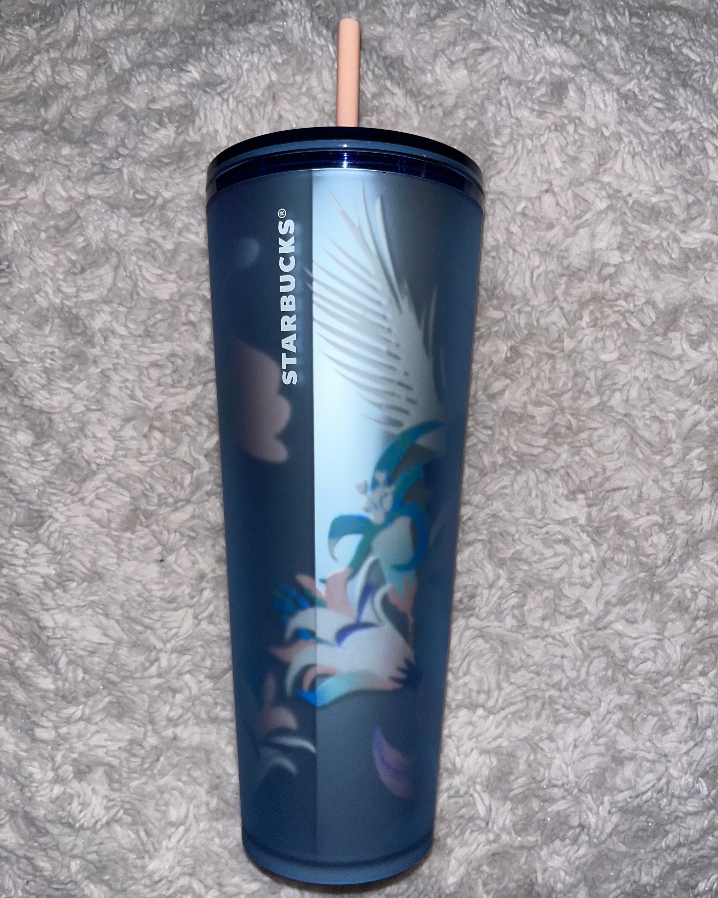 Starbucks 2023 Blue Floral Soft touch Venti 24 oz Tumbler with Straw