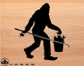 Bigfoot pesca svg, bigfoot svg, pesca svg, svg, png, cricut, dxf, clipart, para uso comercial e pessoal