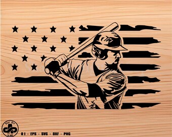 Baseball Batter US Flag svg file, baseball svg, svg, png, cricut, dxf, clipart, for Commercial and Personal use