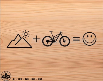 Mountain & Sun + Bike = Smile, bike svg, mtb svg, bmx svg, svg, png, cricut, dxf, clipart, for Commercial and Personal use
