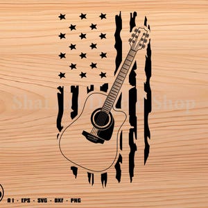 Acoustic Guitar in US Flag svg, guitar svg, music svg, svg, png, cricut, dxf, clipart, for Commercial and Personal use