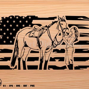 horse svg, horse and girl US Flag svg, cowgirl svg, svg, png, cricut, dxf, clipart, for Commercial and Personal use