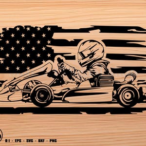Go kart svg, go kart us flag detailed svg, svg, png, cricut, dxf, clipart, for Commercial and Personal use