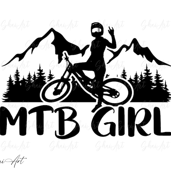 Mtb girl svg, Mtb girl hand sign mountain and trees svg, mtb svg, bike svg, svg, png, cricut, dxf, clipart, for Commercial and Personal use