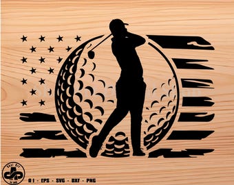 Golf Ball Golfer Detailed US Flag svg, golf svg, golfing svg, Golfer svg, svg, png, cricut, dxf, clipart, for Commercial and Personal use