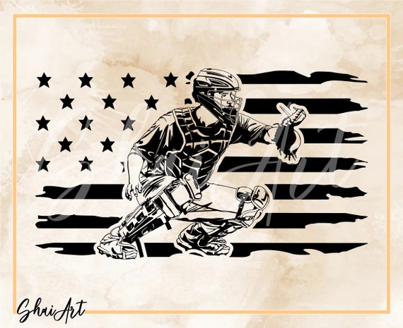Softball Catcher Shirts Baseball Catcher American Flag Shirt Softball Catcher Shirts Baseball Catcher American Flag Shirt