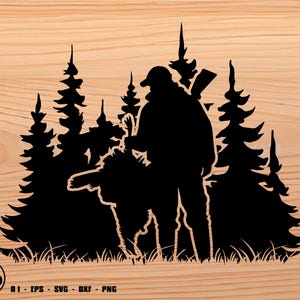 Turkey Hunter and Trees - Turkey Svg, hunting svg, turkey hunting svg, svg, png, cricut, dxf, clipart, for Commercial and Personal use