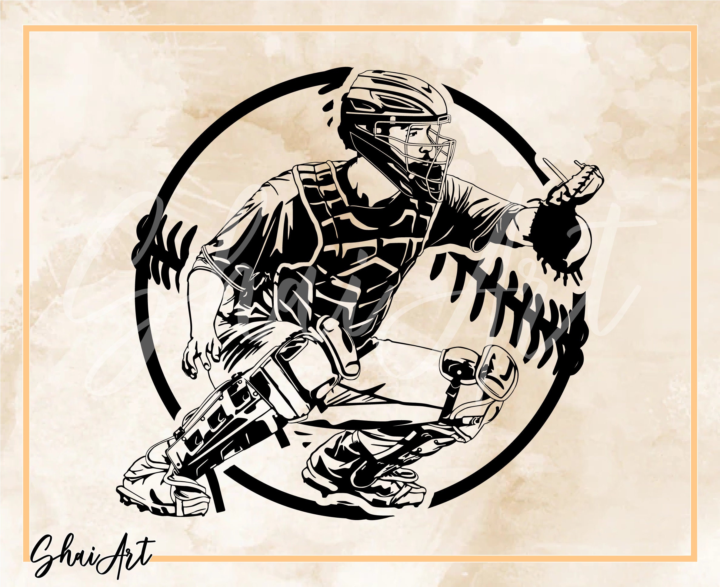 Baseball Ball Catcher Svg File Baseball Svg Softball Svg Etsy